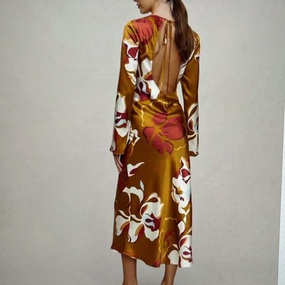 Reformation Davina 100% Silk Dress in Sepia size M - Picture 3 of 9